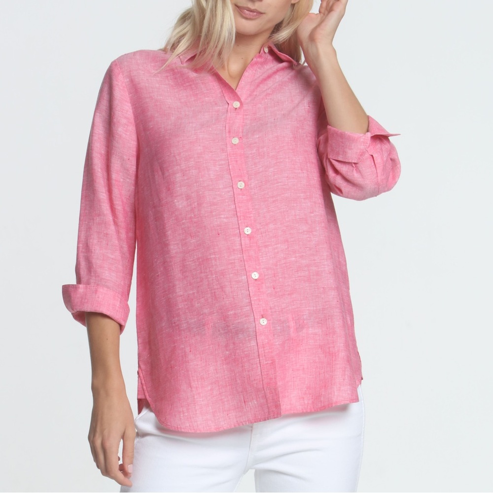 NWT Hinson Wu “Meghan” 3/4 Sleeve Button Up Shirt in Bright Pink Sz 12